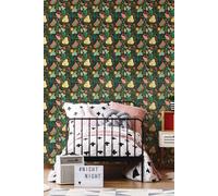 Hoopla Walls Bug Garden 10m Matt Wallpaper in Black Hoopla Walls Black