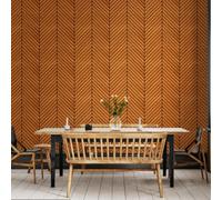 Hoopla Walls Chervon Slat- Teak (10M Wallpaper)