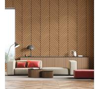 Hoopla Walls Chevron Slat - Oak (10M Wallpaper)