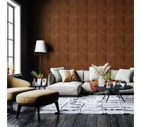 Hoopla Walls Chevron Slat - Walnut (10M Wallpaper)