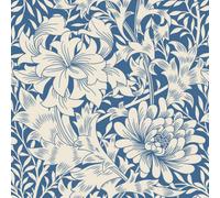 Hoopla Walls Chrysanthemum Indigo Blue Smooth Matt Floral Wallpaper
