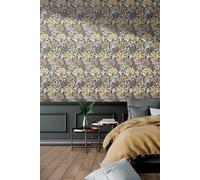 Hoopla Walls Chrysanthemum Matt Wallpaper in Black Hoopla Walls Black