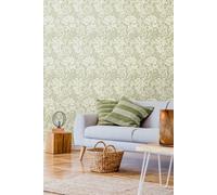 Hoopla Walls Chrysanthemum Matt Wallpaper in Bright Green Hoopla Walls Bright Green