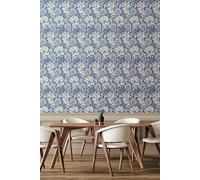 Hoopla Walls Chrysanthemum Matt Wallpaper in Dark Blue Hoopla Walls Dark Blue