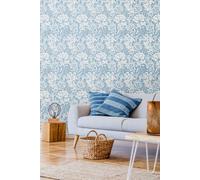 Hoopla Walls Chrysanthemum Matt Wallpaper in Light Blue Hoopla Walls Light Blue