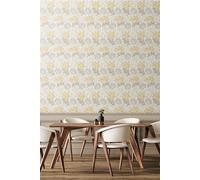 Hoopla Walls Chrysanthemum Matt Wallpaper in Light Grey Hoopla Walls Light Grey
