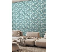 Hoopla Walls Chunky Flower Matt Wallpaper in Light Blue Hoopla Walls Light Blue