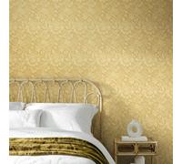 Hoopla Walls Damask Trail - Gold 10m Wallpaper