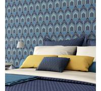 Hoopla Walls Deco Arch - Navy Blue 10m Wallpaper - Navy Blue