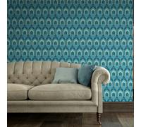 Hoopla Walls Deco Arch - Teal Blue 10m Wallpaper - Teal Blue