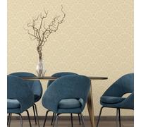 Hoopla Walls Deco Fan - Gold 10m Wallpaper - Gold