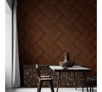 Hoopla Walls Diamond Slat Large - Walnut (10M Wallpaper)