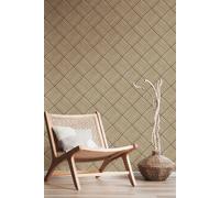 Hoopla Walls Diamond Slat Small- Ash 10m Wallpaper in Natural Hoopla Walls Natural 10m
