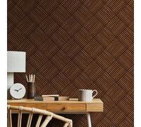 Hoopla Walls Diamond Slat Small- Walnut (10M Wallpaper)