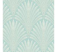 Hoopla Walls Duck Egg Blue Leaf Fan Smooth Matt Wallpaper