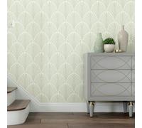 Hoopla Walls Elegance Leaf Fan Sage Wallpaper