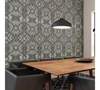 Hoopla Walls Elegance Ogee Damask Black Wallpaper