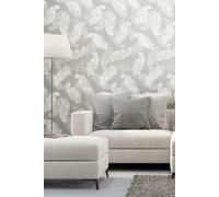 Hoopla Walls Feathers Matt Wallpaper in Grey Hoopla Walls Grey