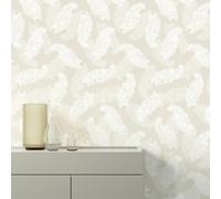 Hoopla Walls Feathers - Natural 10m Wallpaper - Natural