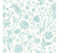Hoopla Walls Floral Toile - Duck Egg Blue 10M Wallpaper