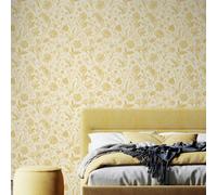 Hoopla Walls Floral Toile - Rich Butter 10m Wallpaper