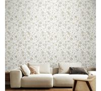 Hoopla Walls Floral Toile - Stone 10m Wallpaper