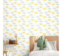 Hoopla Walls Fluffy Clouds - Lemon Fizz 10m Wallpaper - Lemon Fizz