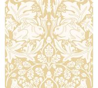 Hoopla Walls Forest Rabbit Mustard Smooth Matt Wallpaper