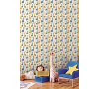 Hoopla Walls Giraffe Friends 10m Matt Wallpaper in Blue Hoopla Walls Blue