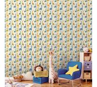 Hoopla Walls Giraffe Friends - Denim Mix 10m Wallpaper - Denim Mix