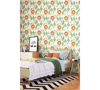 Hoopla Walls Happy Lion 10m Matt Wallpaper in Orange Hoopla Walls Orange