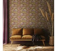Hoopla Walls Honeysuckle Leaf Trail - Aubergine 10m Wallpaper - Aubergine