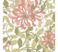 Hoopla Walls Honeysuckle Leaf Trail Coral Pink Smooth Matt Wallpaper