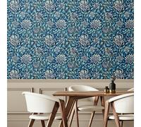 Hoopla Walls Honeysuckle Leaf Trail - Navy Blue 10m Wallpaper - Navy Blue