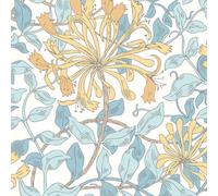 Hoopla Walls Honeysuckle Leaf Trail Soft Blue Smooth Matt Wallpaper