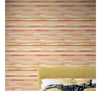 Hoopla Walls Horizontal Stripe - Pink & Green 10m Wallpaper - Pink & Green
