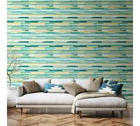Hoopla Walls Horizontal Stripe - Teal Blue 10m Wallpaper - Teal Blue