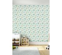 Hoopla Walls Jurassic Party 10m Matt Wallpaper in Blue Hoopla Walls Blue