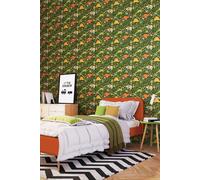 Hoopla Walls Jurassic Party 10m Matt Wallpaper in Green Hoopla Walls Green