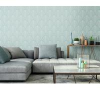 Hoopla Walls Leaf Fan Matt Wallpaper in Duck Egg Blue Hoopla Walls Duck Egg Blue