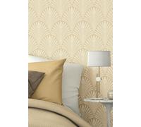Hoopla Walls Leaf Fan Matt Wallpaper in Gold Hoopla Walls Gold