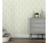 Hoopla Walls Leaf Fan - Sage Green 10m Wallpaper - Sage Green