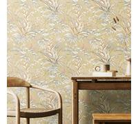 Hoopla Walls Leaf Silhouette - Soft Sand 10M Wallpaper