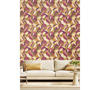 Hoopla Walls Leafy Patchwork Matt Wallpaper in Purple Hoopla Walls Purple