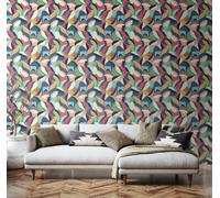 Hoopla Walls Leafy Patchwork Navy Twist Wallpaper
