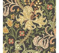Hoopla Walls Lily Ogee Black Smooth Matt Wallpaper