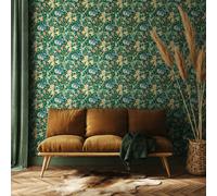 Hoopla Walls Lily Ogee - Emerald Green 10m Wallpaper - Emerald Green