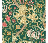 Hoopla Walls Lily Ogee Forest Green Smooth Matt Wallpaper