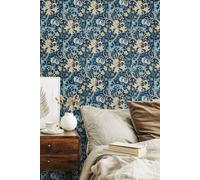 Hoopla Walls Lily Ogee Matt Wallpaper in Navy Hoopla Walls Navy