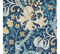 Hoopla Walls Lily Ogee Navy Blue Smooth Matt Wallpaper